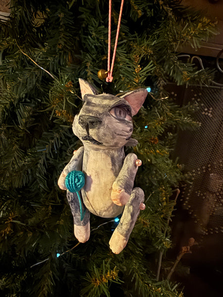 Custom Order GREY CAT Toy Ornamental Totum Fauna